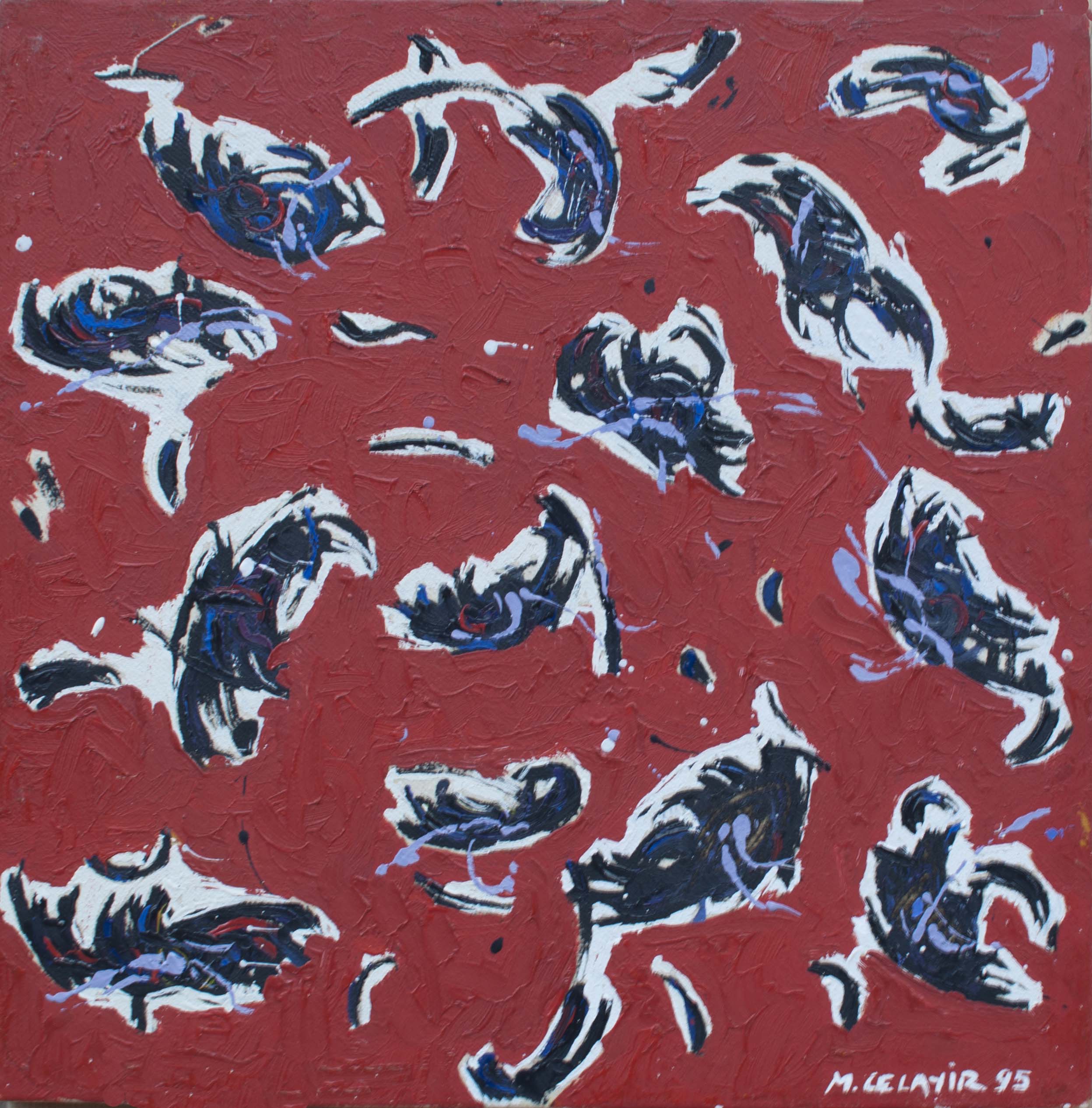 Kaligrafik soyutlama-3,tuval üzeri yagliboya,32x32 cm, 1995
